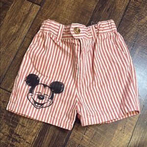 Disney Red and White Striped Mickey Mouse Shorts